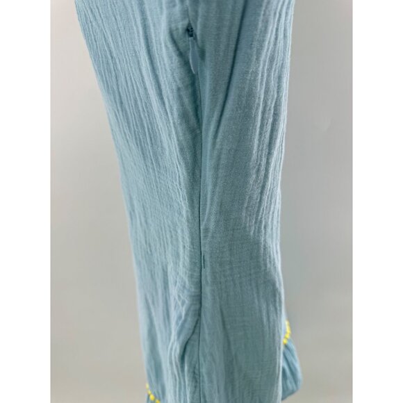 Boden Women's Bernadette Embroidered Blue Cotton Tunic Dress Yellow Trim Size 6 - Picture 7 of 10